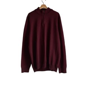 Robert Graham 1/4 Zip Pullover Sweater Men’s Burgundy, XXL